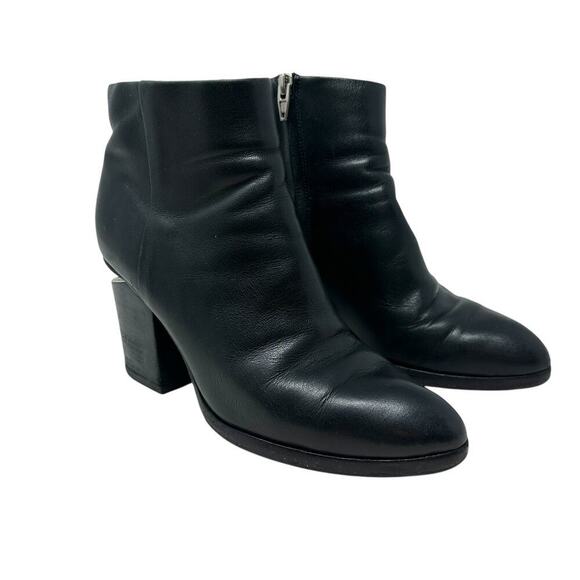 Alexander Wang Gabi Ankle Booties Leather Cut Out Heel Black Size 38.5 US 8.5 - Picture 2 of 12